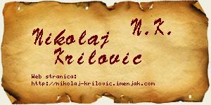 Nikolaj Krilović vizit kartica